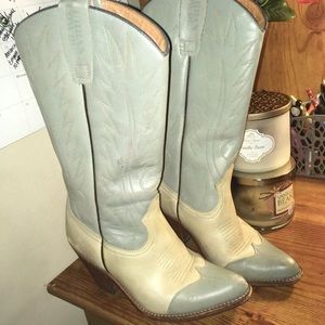 Urban cowboy mint blue and white cowgirl boots